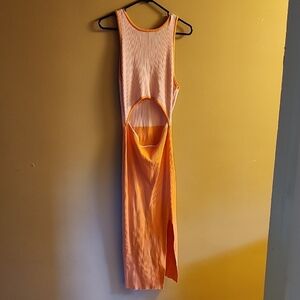 Elegant Orange Sleeveless Dress